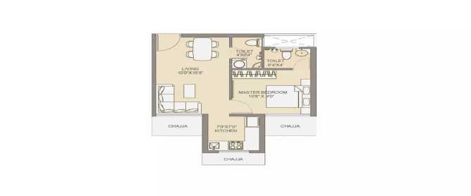Chandak Nishchay Borivali - Floor plan 1 BHK 368 Sq.ft