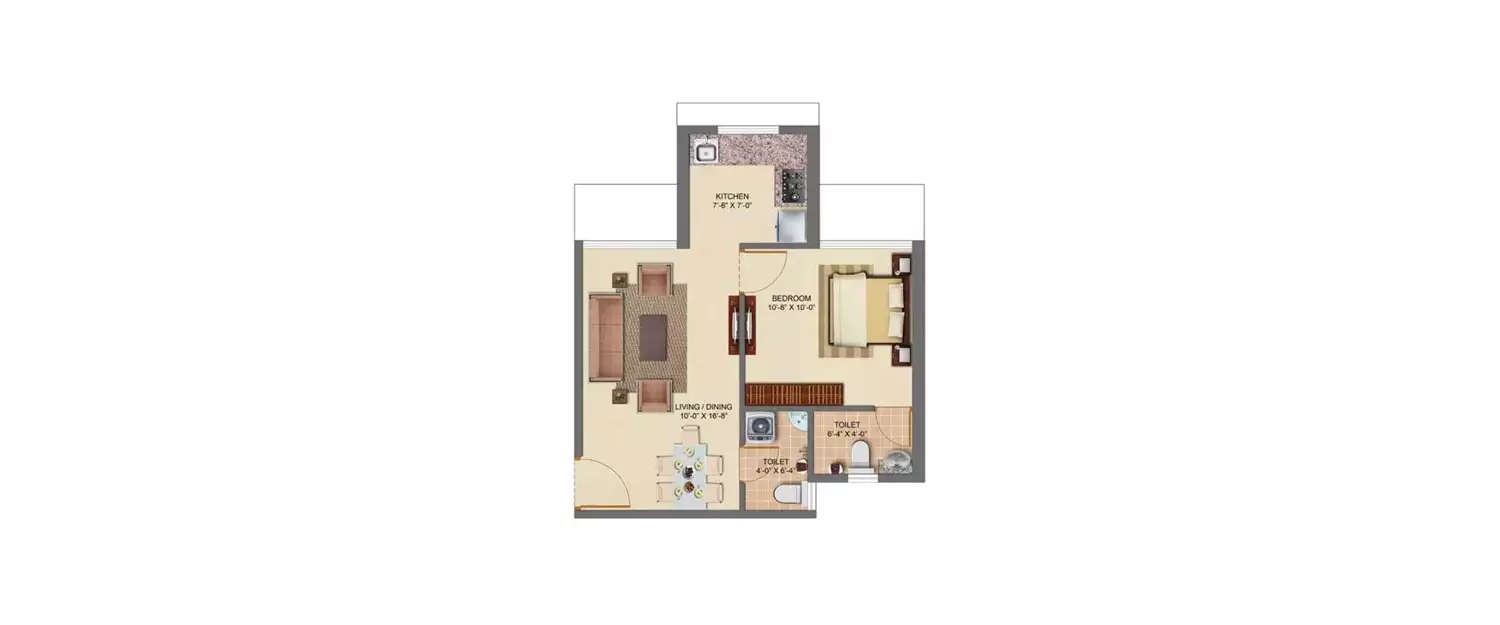 Floor plan for 1 BHK