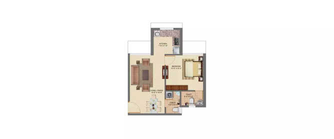 Chandak Passcode The Bay Goregaon - Floor plan 1 BHK 391 Sq.ft