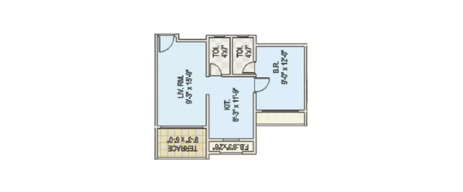 Floor plan for 1 BHK