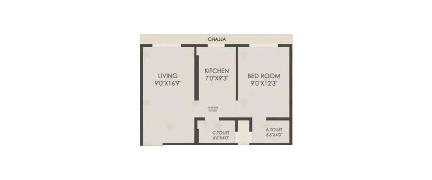 Floor plan for 1 BHK