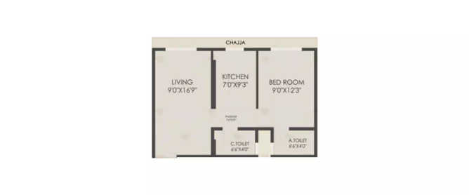 Gurukrupa Gangav Ghatkopar - Floor plan 1 BHK 411 Sq.ft