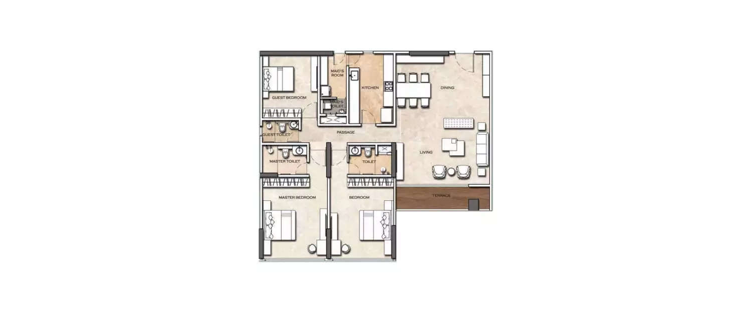 Floor plan for 2.5 BHK