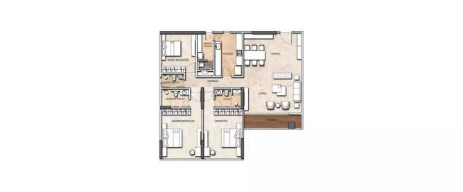 Kohinoor Square Altissimo Dadar - Floor plan 2.5 BHK 1556 Sq.ft