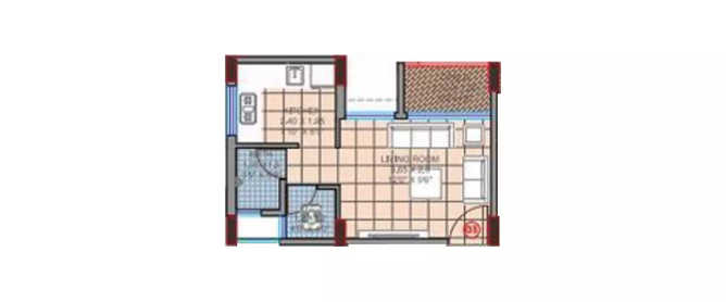 Kohinoor Aashiyana Kalyan - Floor plan 1 RK 232 Sq.ft