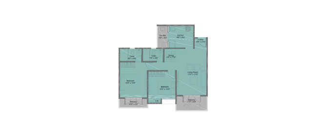 Kohinoor Viva City Dhanori - Floor plan 2 BHK 680 Sq.ft