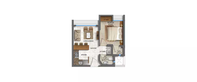 Lodha Quality Homes Majiwada - Floor plan 1 BHK 317 Sq.ft