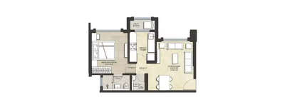 Lodha Zest, 1 BHK-446 Sq.ft