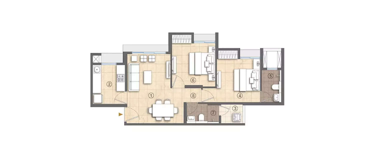 Floor plan for 2 BHK