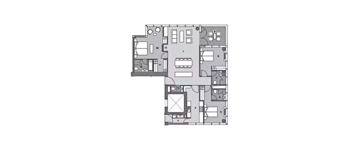 Floor plan for 3 BHK
