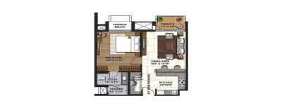 Lodha Springwood, 1 BHK-684 Sq.ft