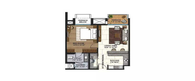 Lodha Springwood Gahunje - Floor plan 1 BHK 684 Sq.ft
