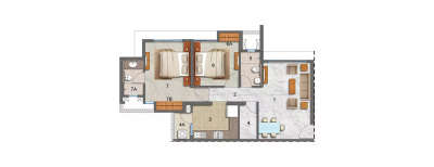 Lodha Luxuria, 2 BHK-1044 Sq.ft
