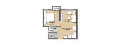 Lodha Golden Ticket, 1 BHK-443 Sq.ft