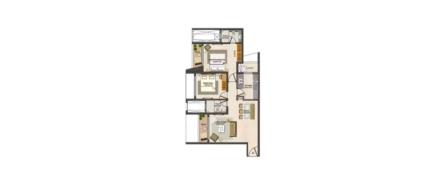 Floor plan for 2 BHK