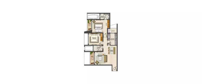 Lodha Fiorenza Goregaon - Floor plan 2 BHK 745 Sq.ft