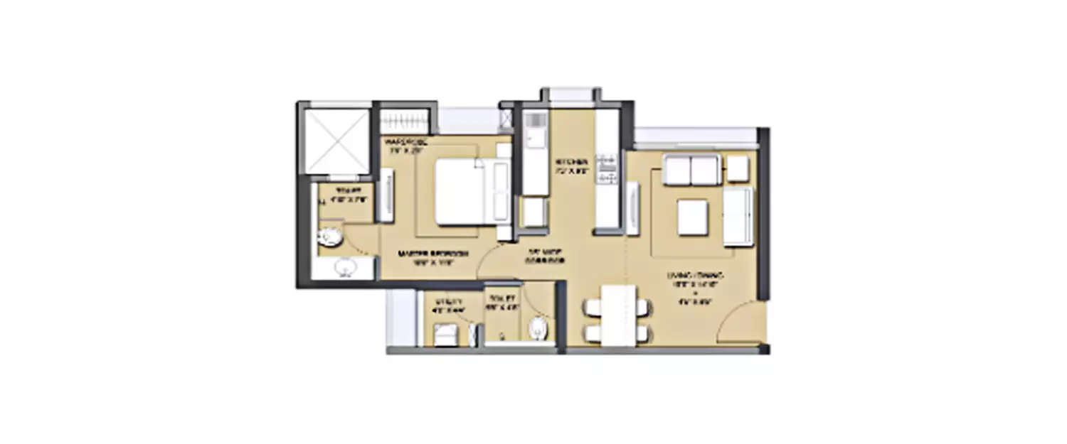 Floor plan for 1 BHK