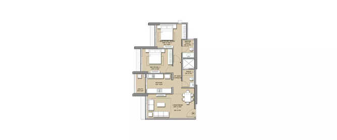 Lodha Primo Parel - Floor plan 2 BHK 732 Sq.ft