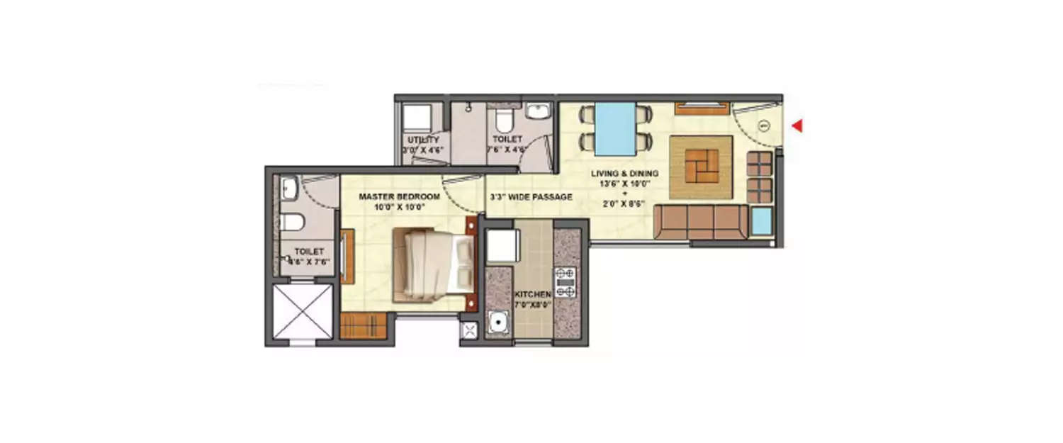 Floor plan for 1 BHK