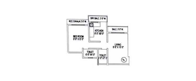 Lodha Panacea Dombivali - Floor plan 1 BHK 495 Sq.ft