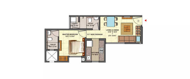 Lodha Centre Park Dombivali - Floor plan 1 BHK 453 Sq.ft