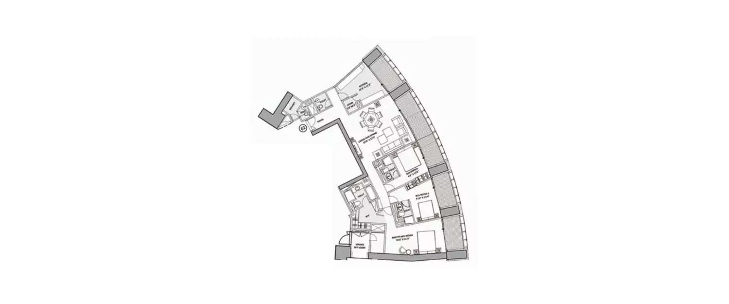 Floor plan for 3 BHK