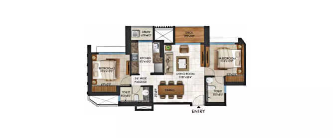 Lodha Codename Limited Edition Mulund - Floor plan 2 BHK 750 Sq.ft