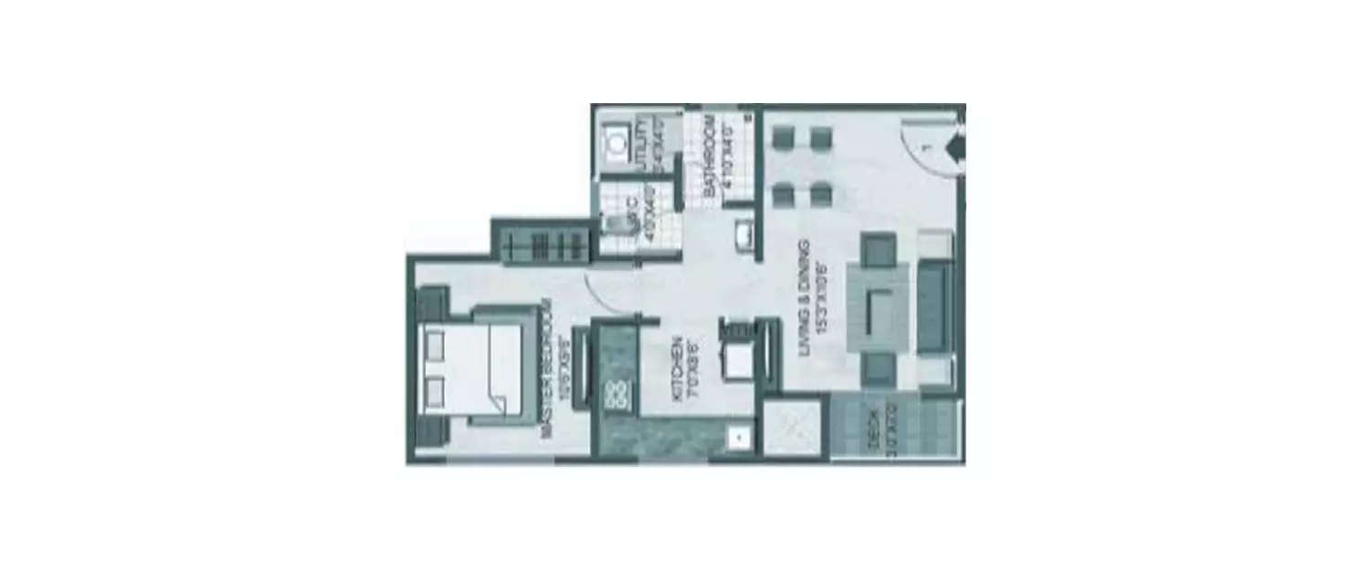 Floor plan for 1 BHK
