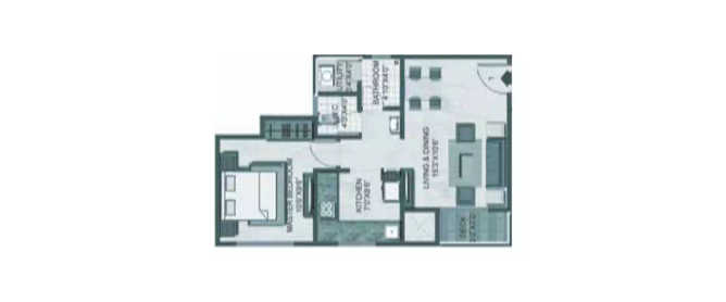 Lodha Palava Casario Dombivali - Floor plan 1 BHK 639 Sq.ft