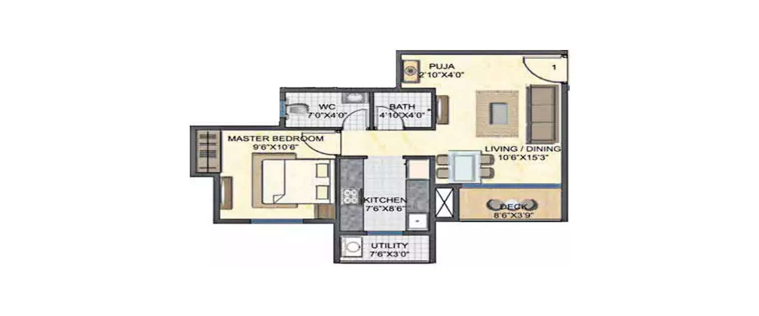 1 BHK Apartment 639 Sq.ft