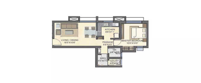 Lodha Casa Bella Dombivali - Floor plan 1 BHK 585 Sq.ft