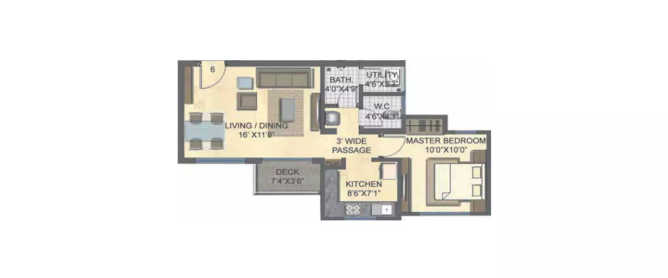 Lodha Casa Bella Gold Dombivali - Floor plan 1 BHK 384 Sq.ft