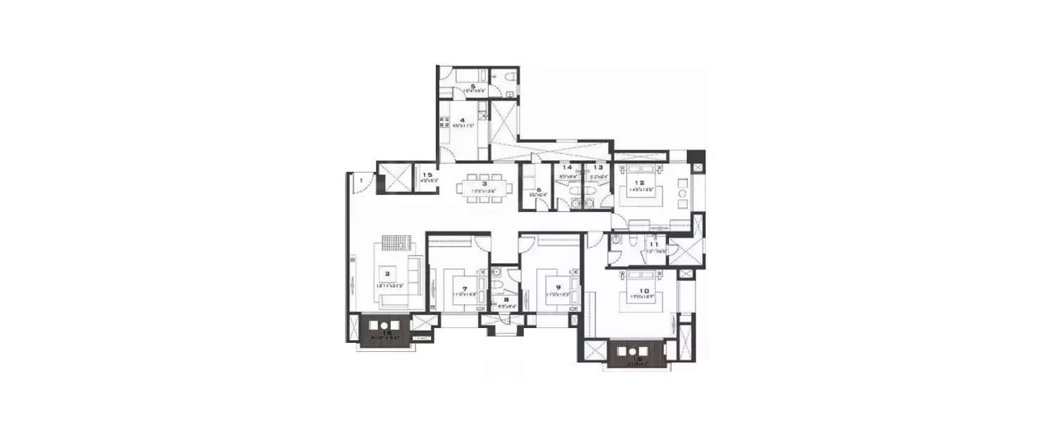 Floor plan for 4 BHK