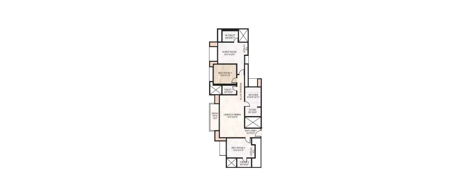3 BHK Apartment 1324 Sq.ft