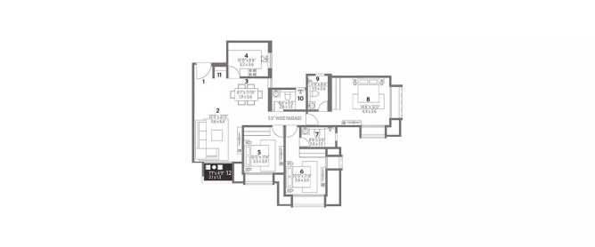 Hiranandani Edina Egattur - Floor plan 3 BHK 1108 Sq.ft