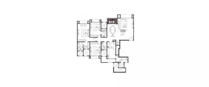Hiranandani Greenwood Egattur - Floor plan 3 BHK 2240 Sq.ft