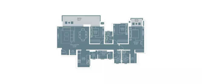 Hiranandani Hill Crest Begur - Floor plan 3 BHK 1435 Sq.ft