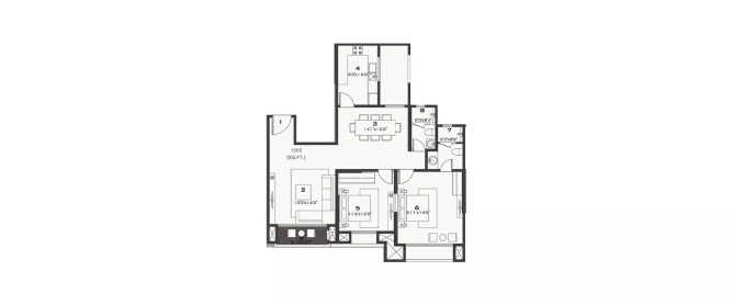Hiranandani Pinewood Egattur - Floor plan 2 BHK 1295 Sq.ft