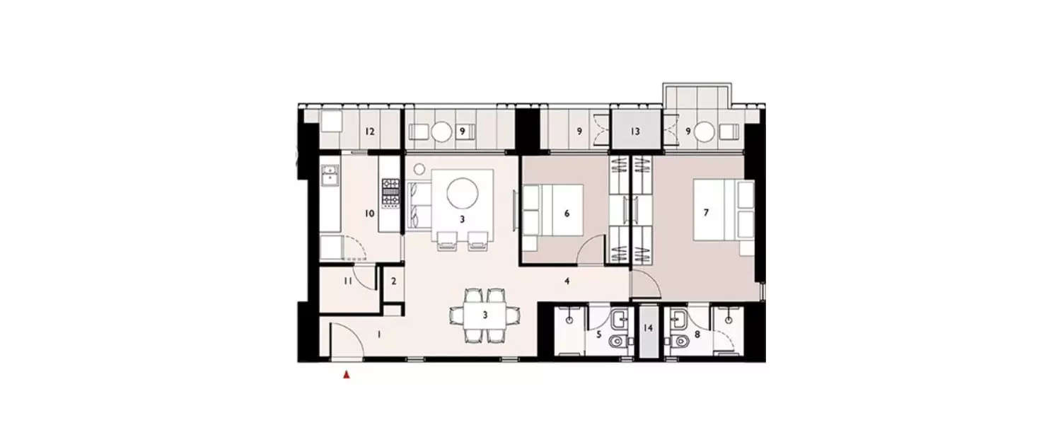 Floor plan for 2 BHK