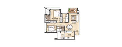 Lodha Solitaire, 3 BHK-877 Sq.ft