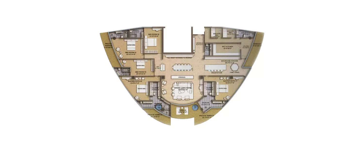 Floor plan for 5 BHK