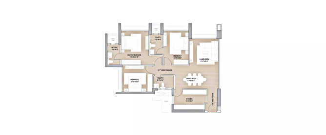 Lodha High End Ghodbunder Road - Floor plan 3 BHK 1300 Sq.ft