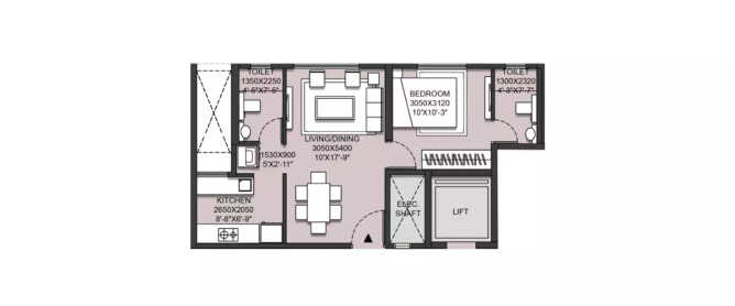 South Avenue At Runwal Gardens Dombivali - Floor plan 1 BHK 392 Sq.ft