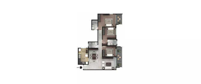 Hiranandani Crossgate Devanahalli - Floor plan 3 BHK 1272 Sq.ft
