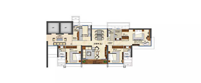Runwal The Reserve Worli - Floor plan 3 BHK 1475 Sq.ft