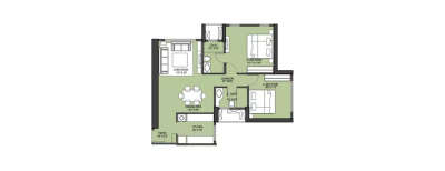 Runwal Nirvana, 2 BHK-718 Sq.ft