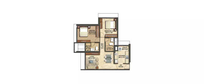 Runwal Aspen Mulund - Floor plan 2 BHK 690 Sq.ft