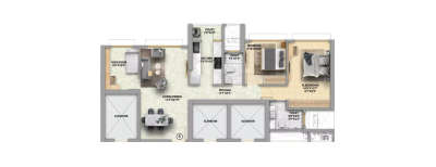 Runwal Sunflower, 3 BHK-866 Sq.ft