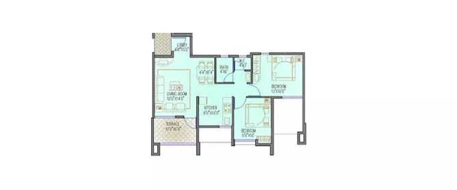 Runwal Seagull Hadapsar - Floor plan 2 BHK 646 Sq.ft
