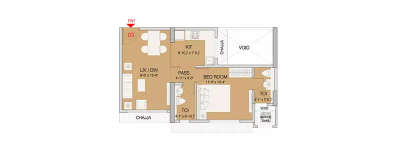 Ruparel Celestia, 1 BHK-414 Sq.ft